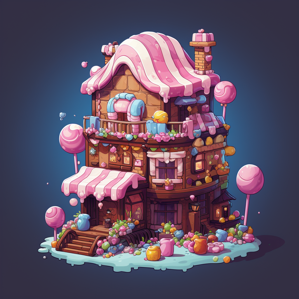 Colorful Candy House with Cake Inside