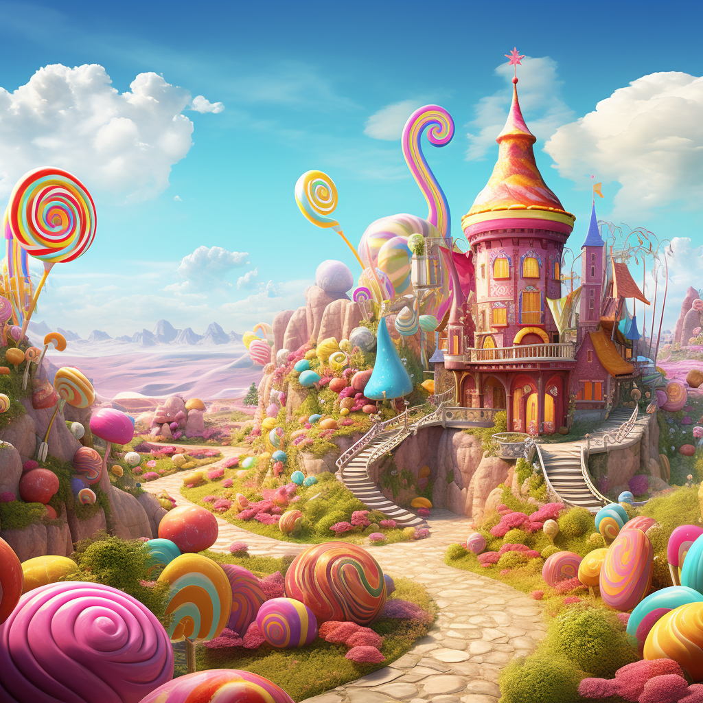 Colorful candy land bright scene