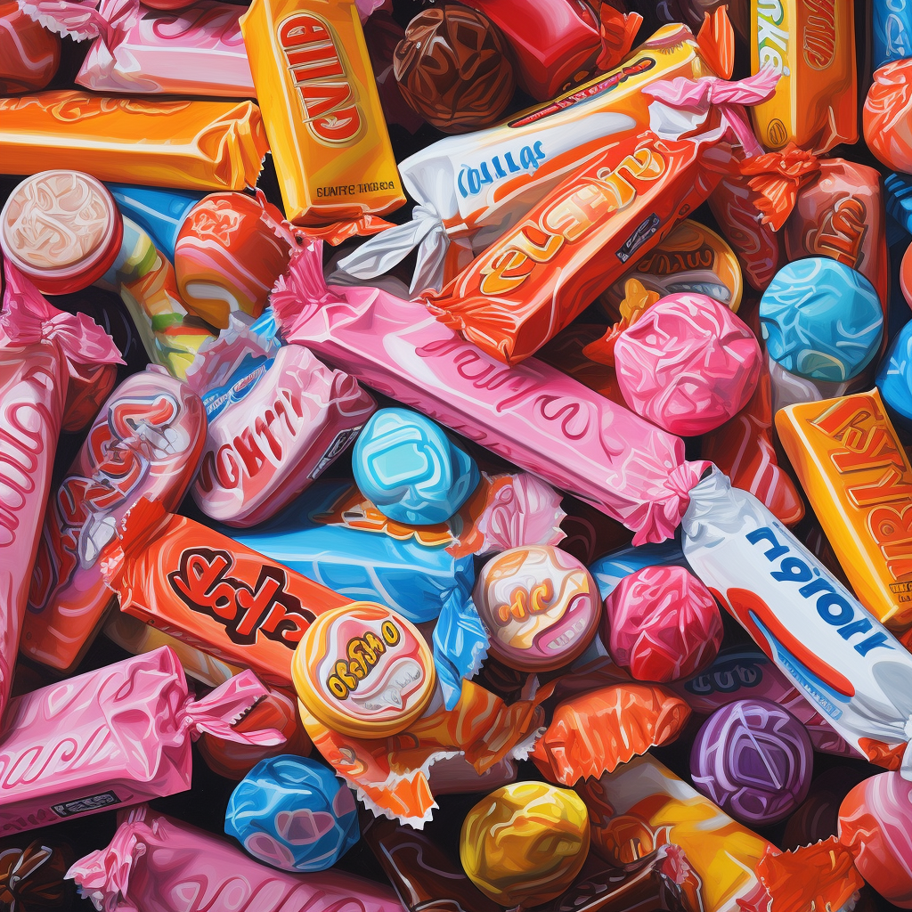 Colorful candy wrappers design