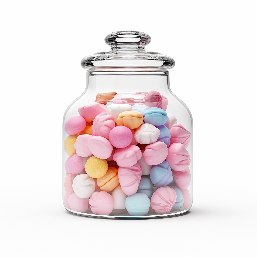 Realistic candy jar on white background