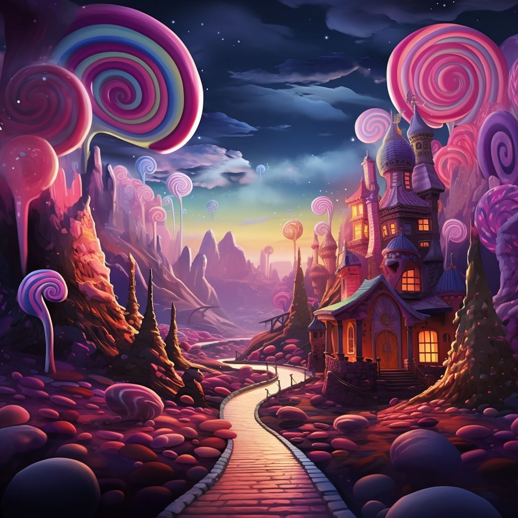 Nighttime scene in Candy Land