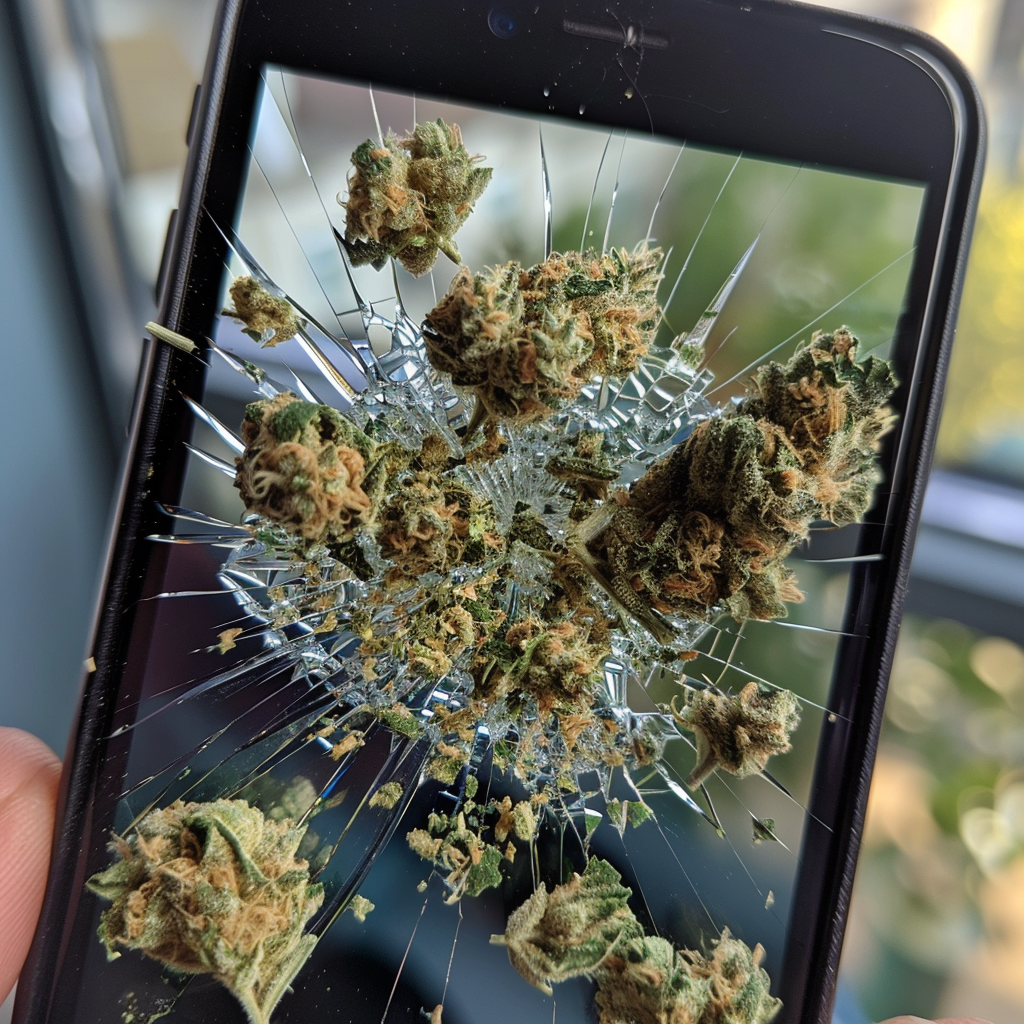 Cannabis weed breaking cell phone