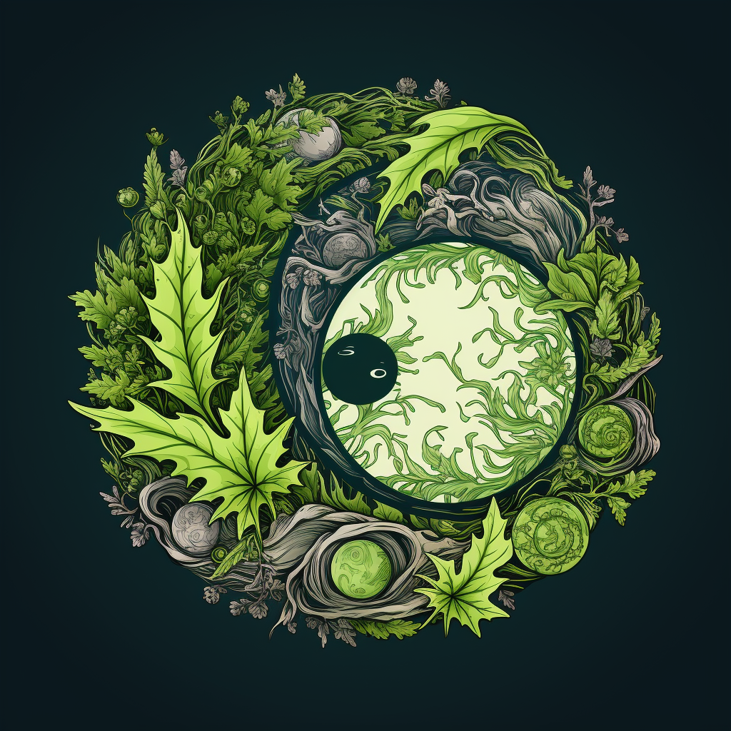 Cannabis Yin Yang made of leaves