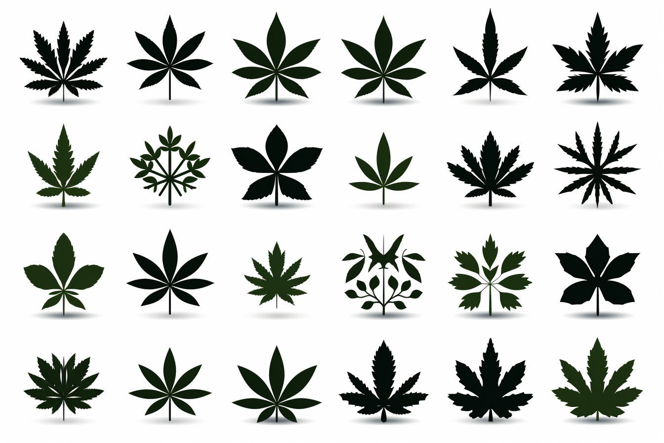 Cannabis leaf logos on white background