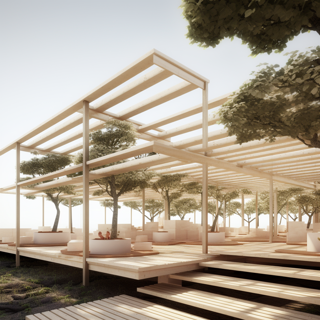 Cantilevered Farms Providing Shade and Seating