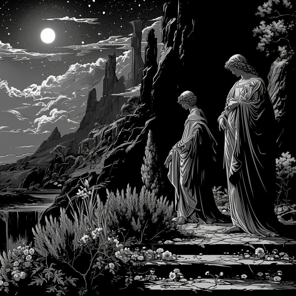 Black and white illustration of Canto 33 Divine Comedy