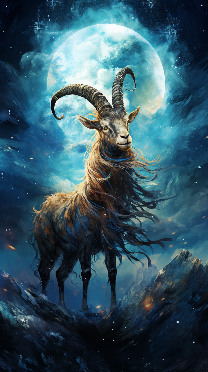 Beautiful Capricorn on Starry Background