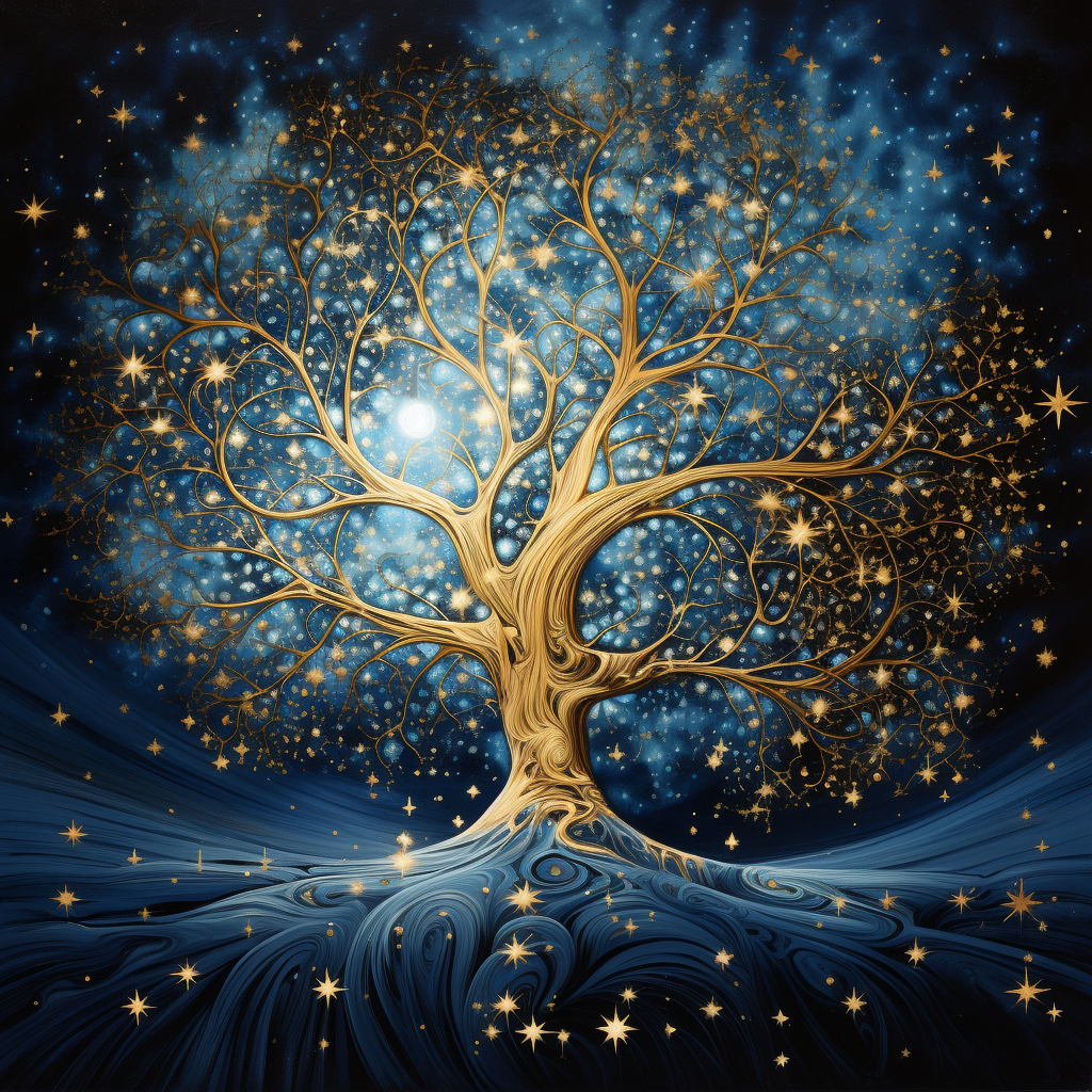 Caprizium Tree with Stars Blue Gold