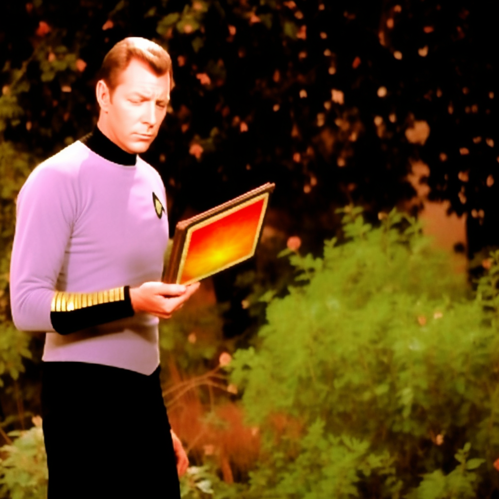 Captain Kirk giving PowerPoint presentation