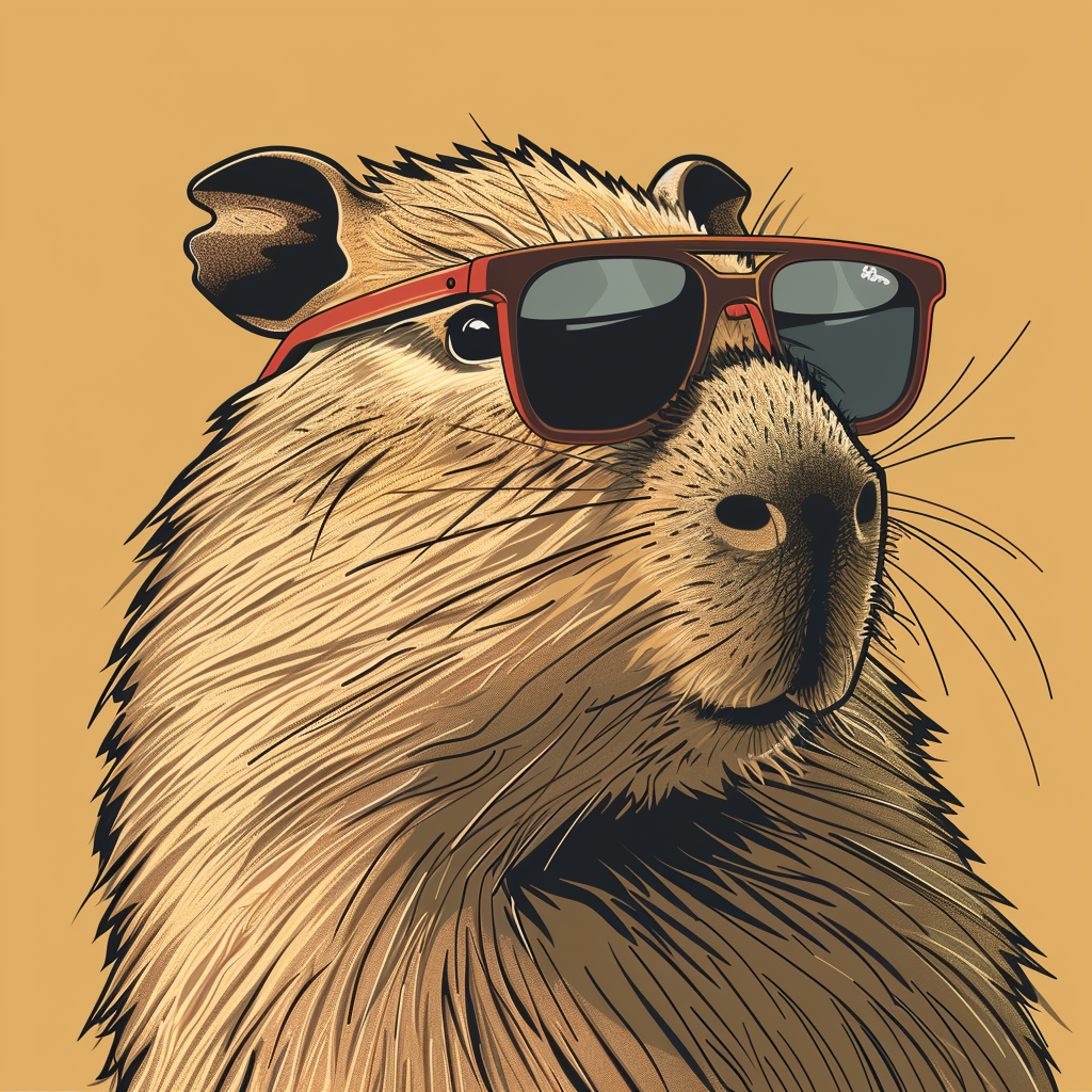 Funny Capybara in Sunglasses Cartoon