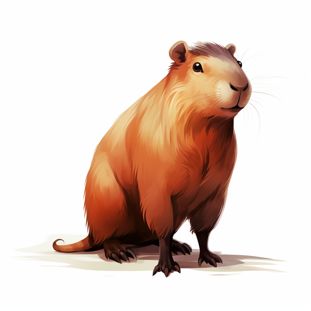 Capybara Anime Cartoon on White Background