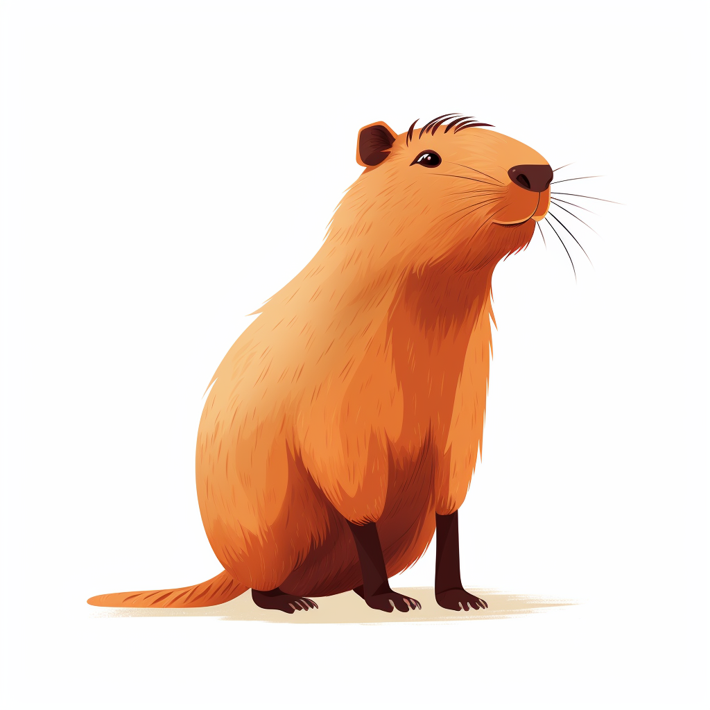 Cute capybara cartoon on white background