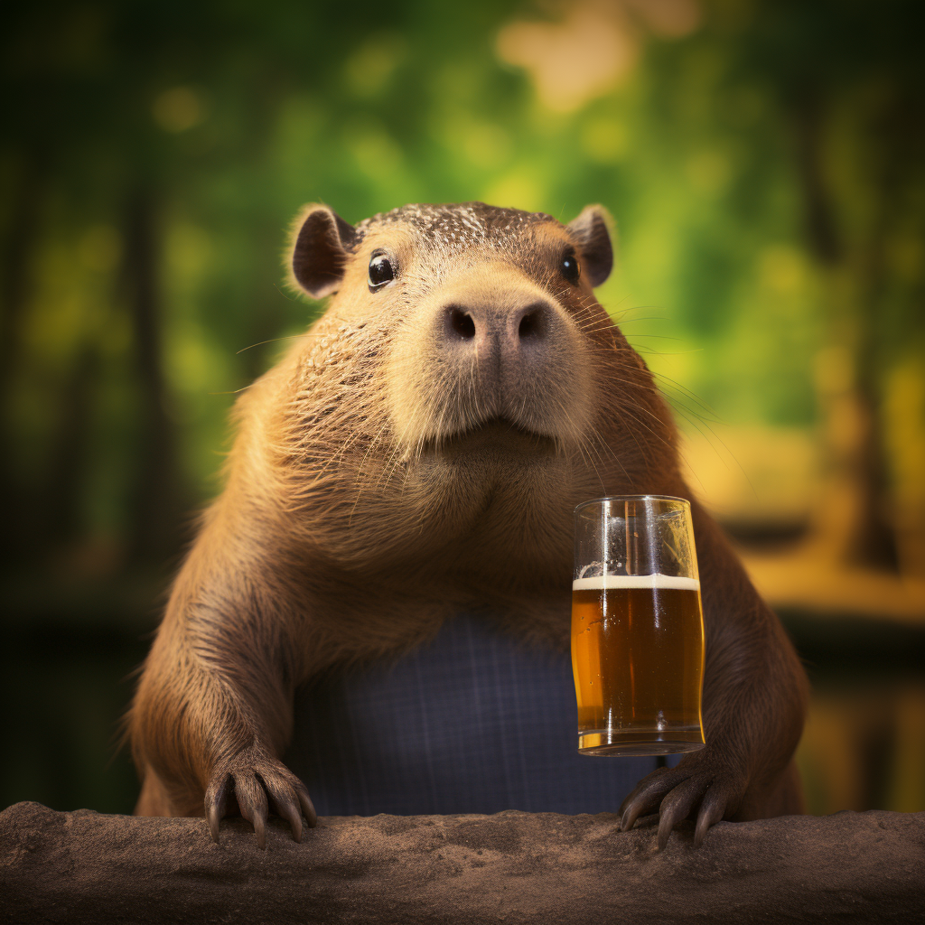 Capybara Frog Enjoying a Beer