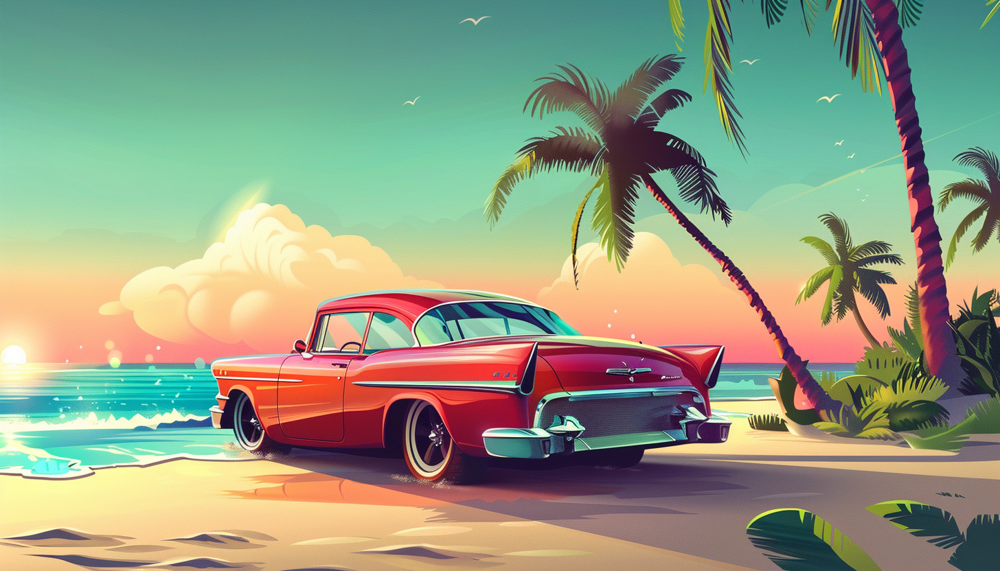 Car Cruise Event Beach 4K