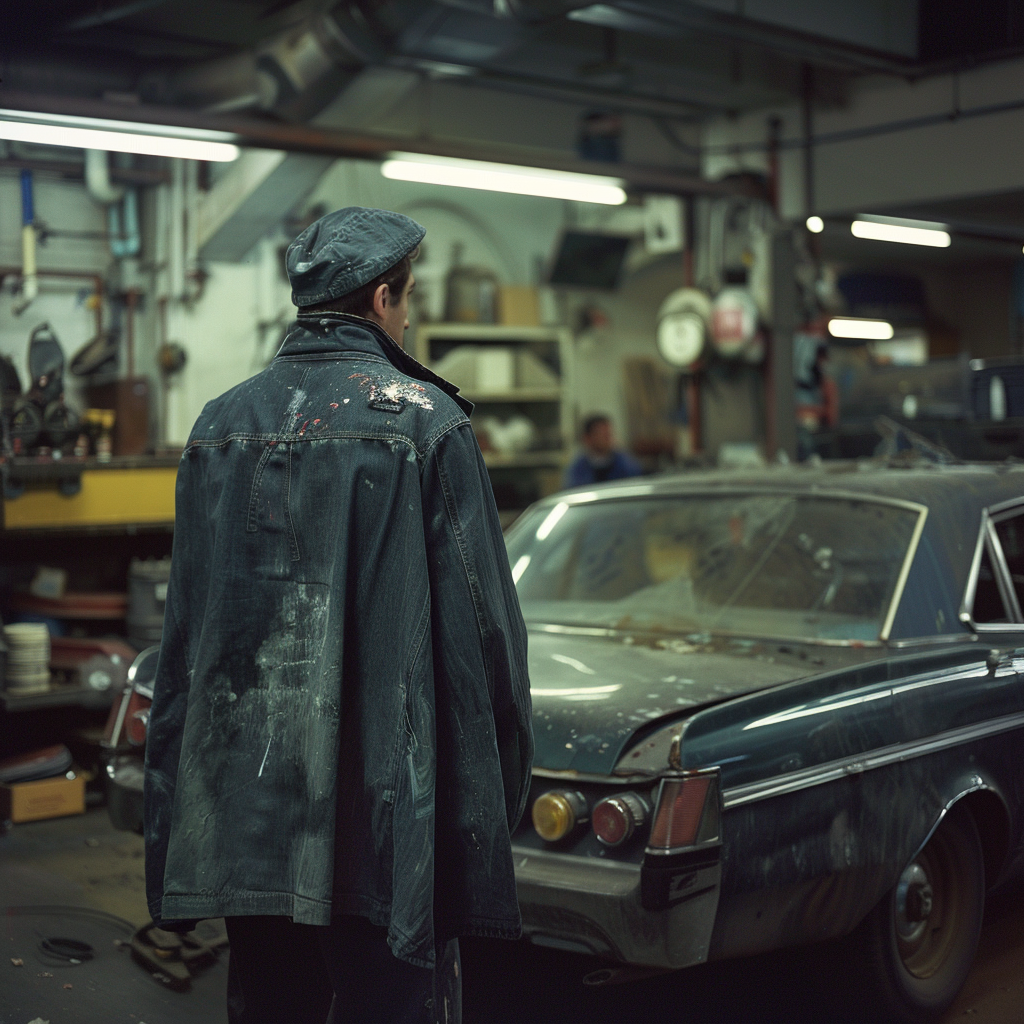 Mechanic in Denim Cape Factory