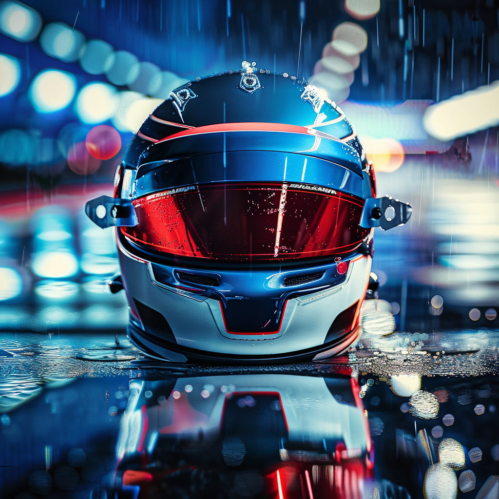 Blue White Red Racing Helmet