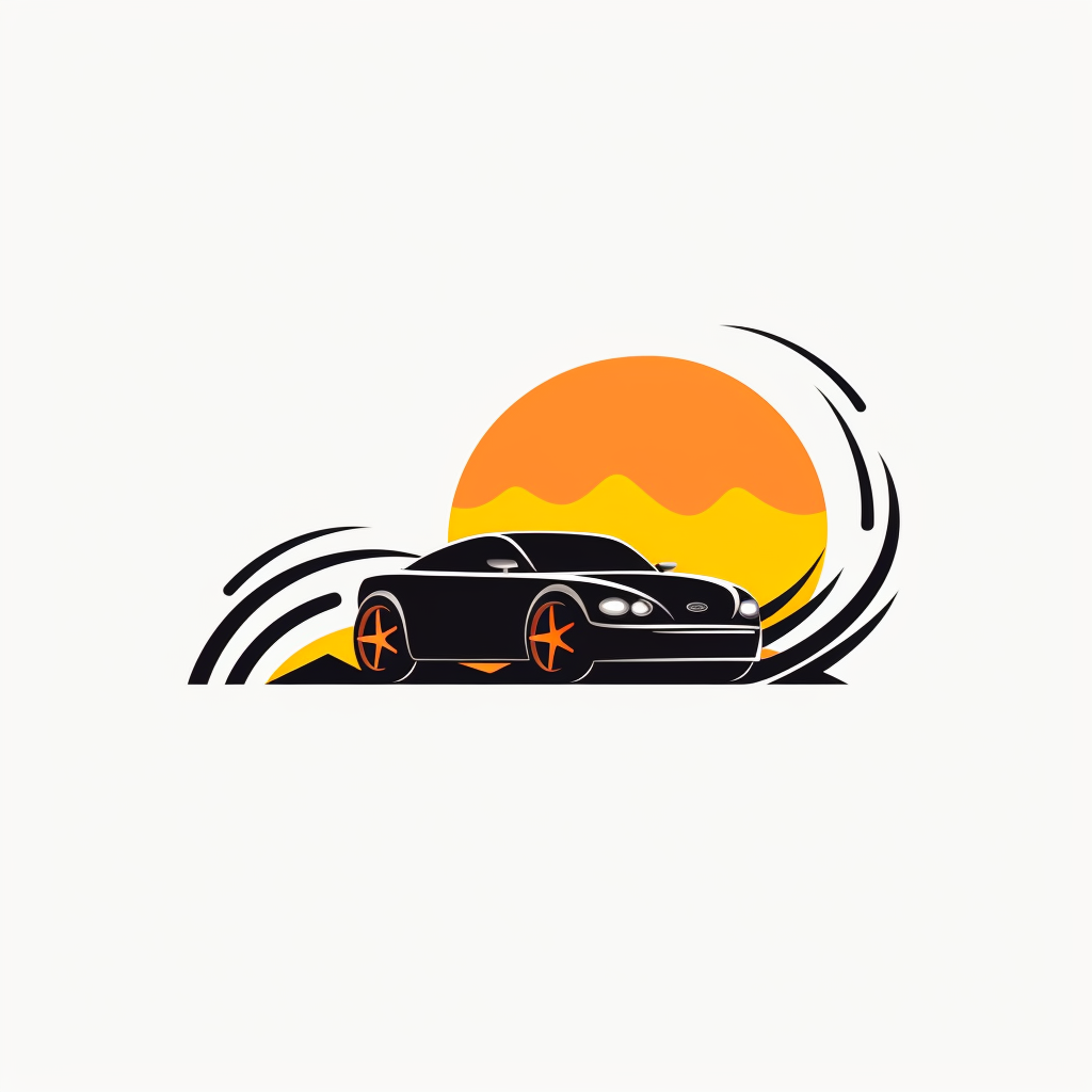 Minimalist car logo with silhouette