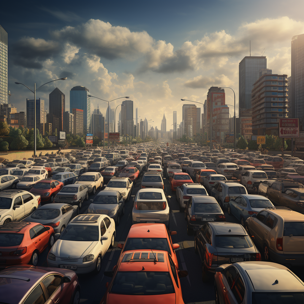 Car in Traffic Jam during Daytime