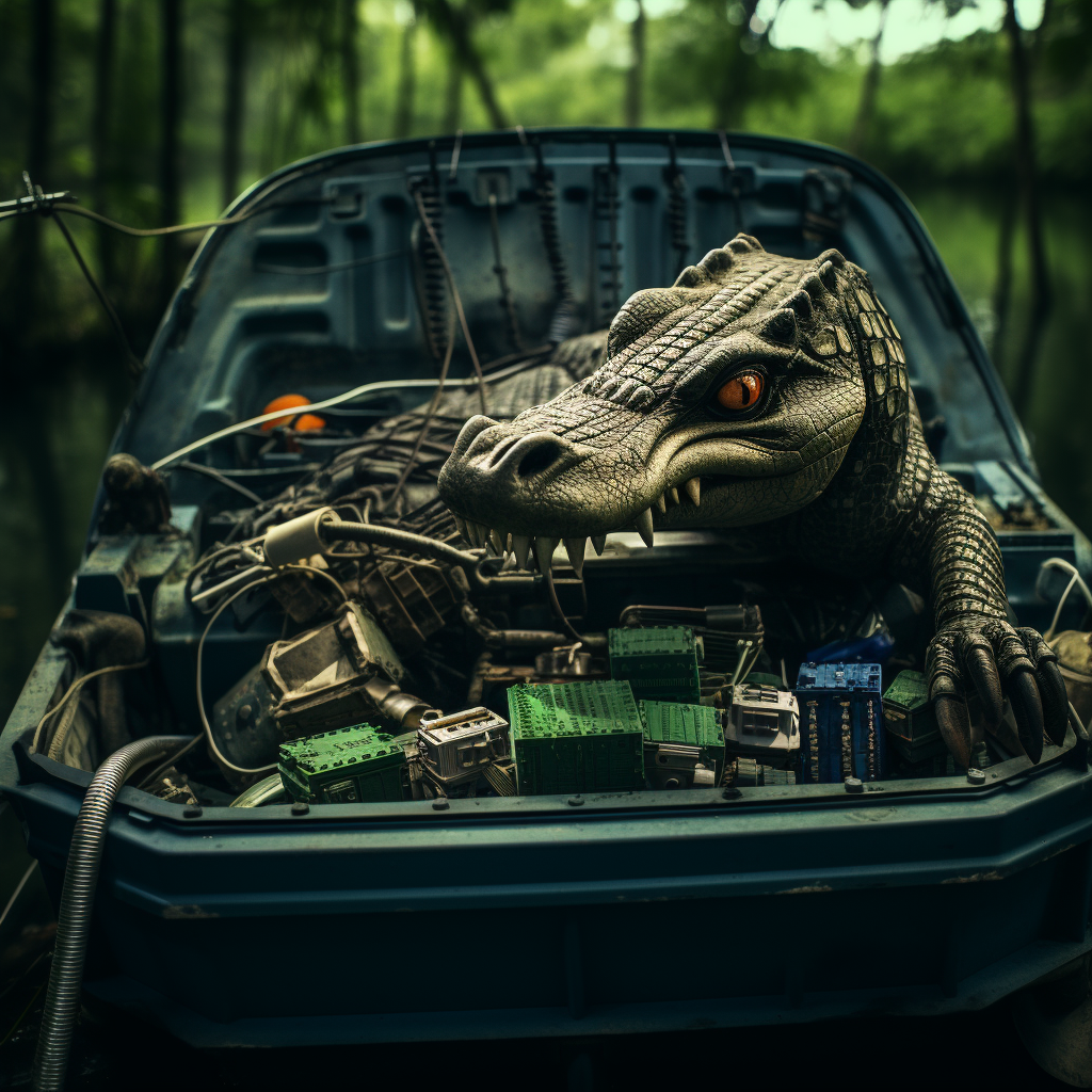 Car battery with crocodile clips