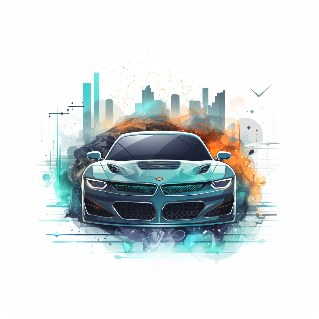 Abstract car with IT, programmer, and admin theme