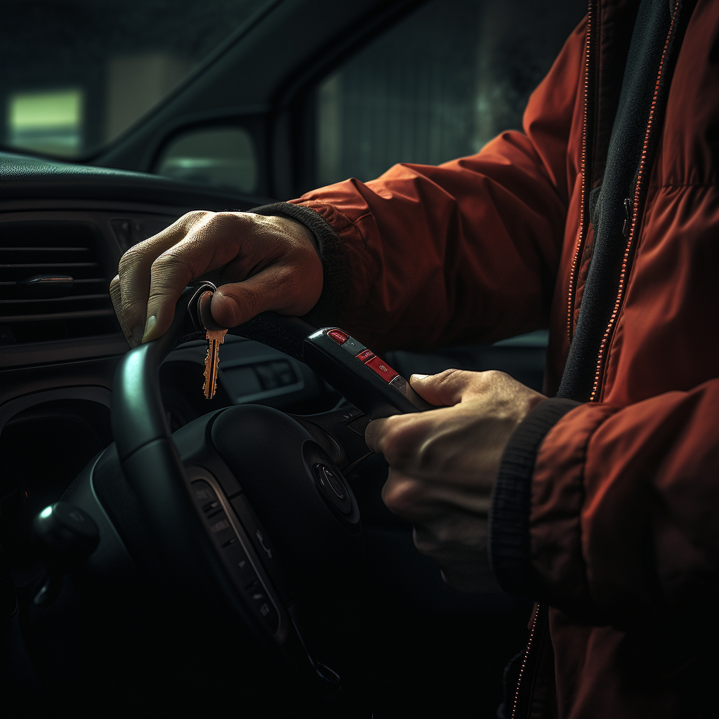 Man's hand reaching for car key in contact