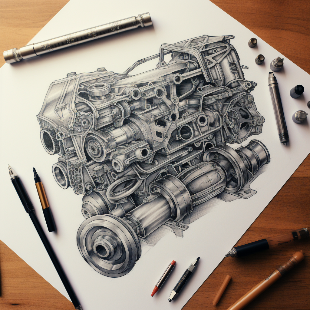 Car Parts Tattoo Design Drawing