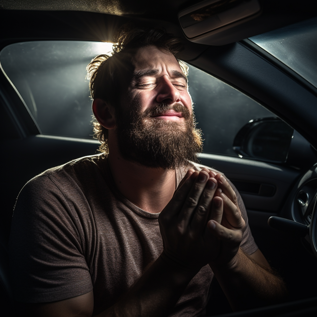 Man in Car Praying