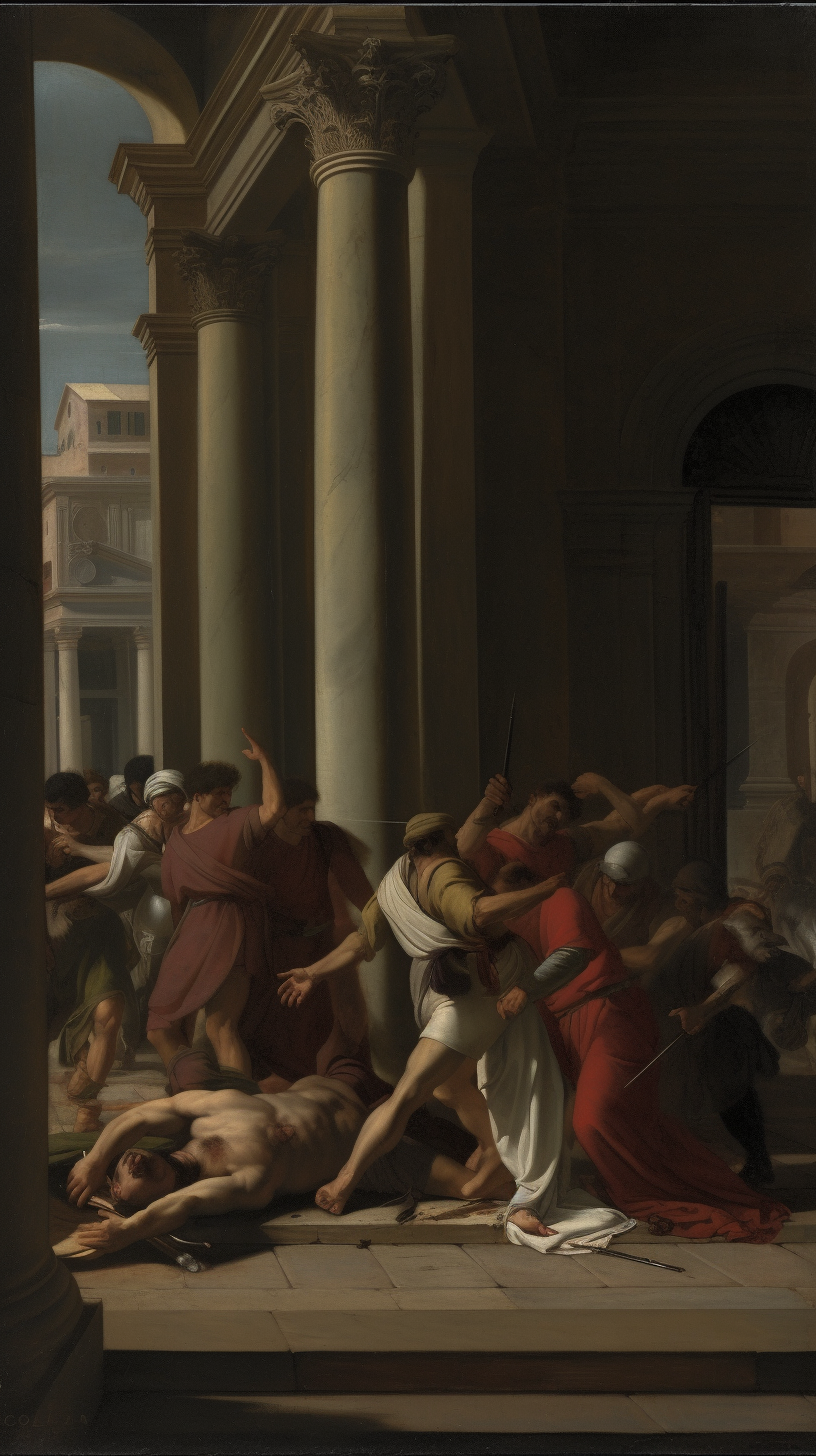 Caravaggio murdering a man in Rome