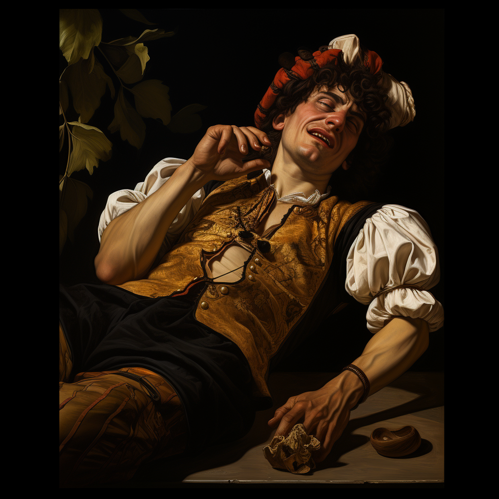 Tarot card 'The Fool' by Caravaggio