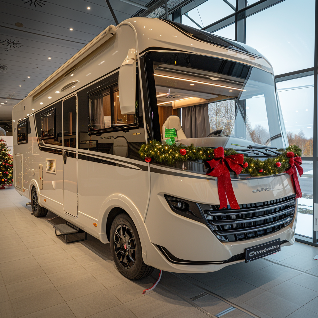 Caravan Motorhome with Festive Bow