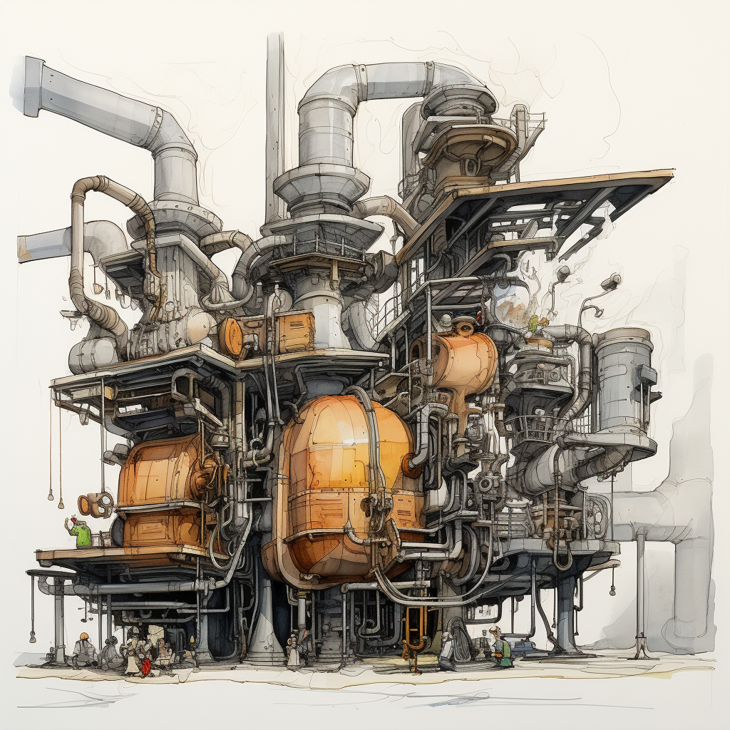 Carbon Capture and Storage Watercolor Drawing