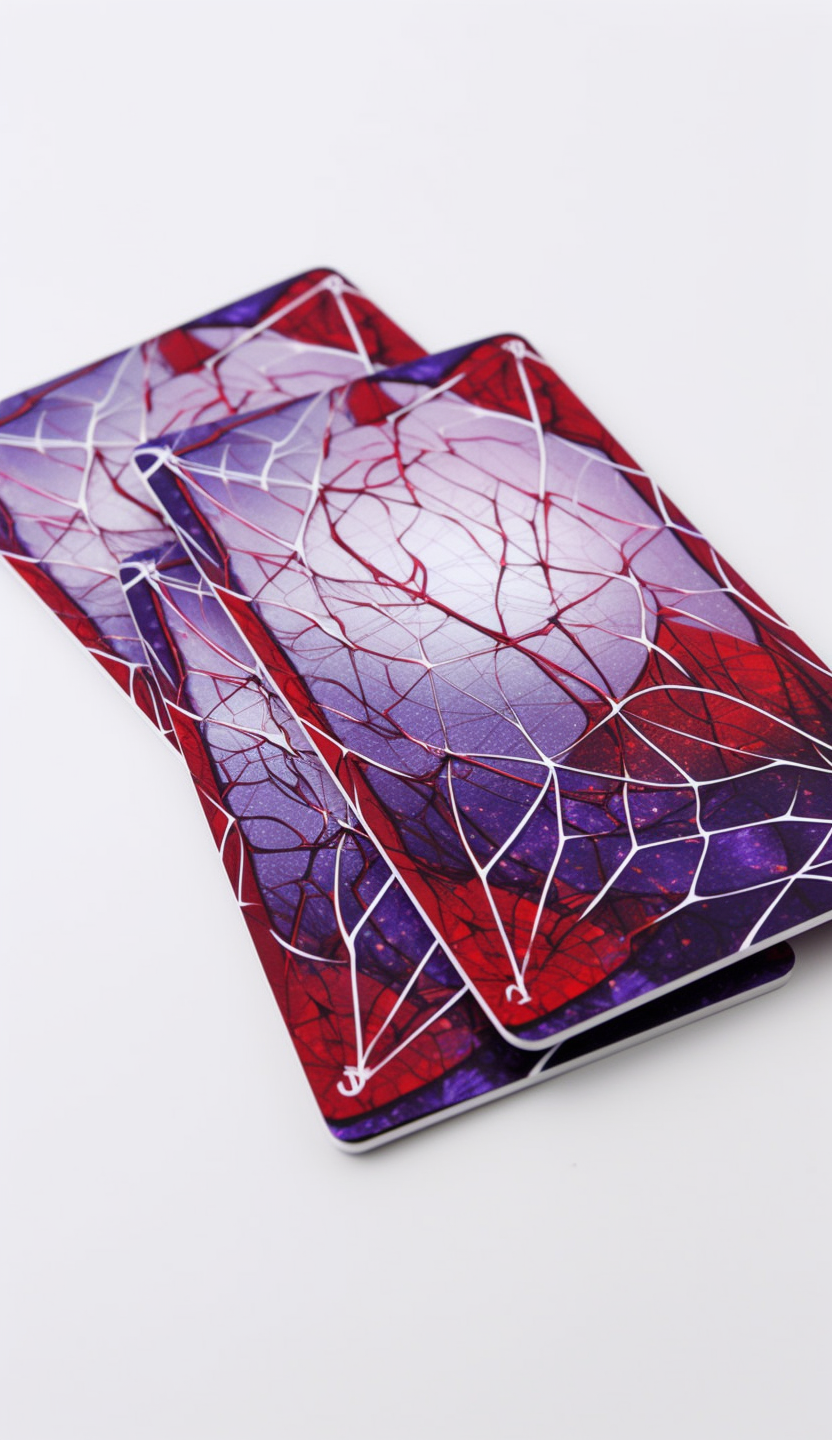 Red and purple card deck back fate