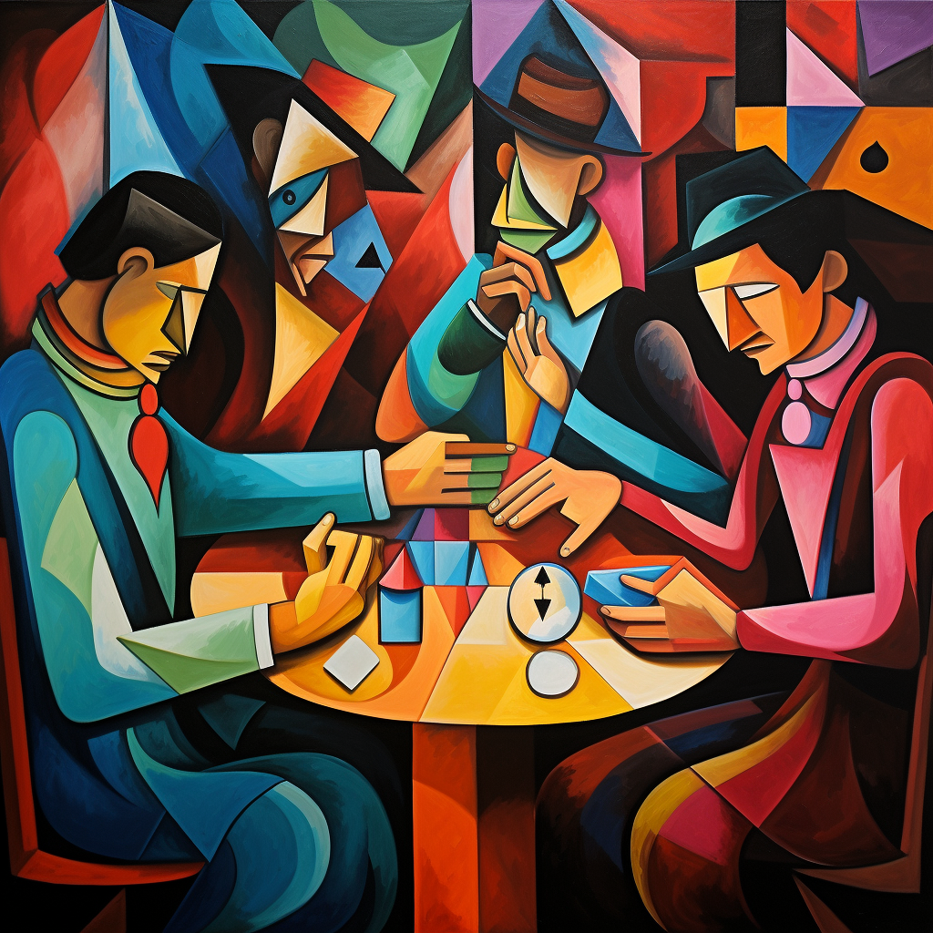 Four people playing card game