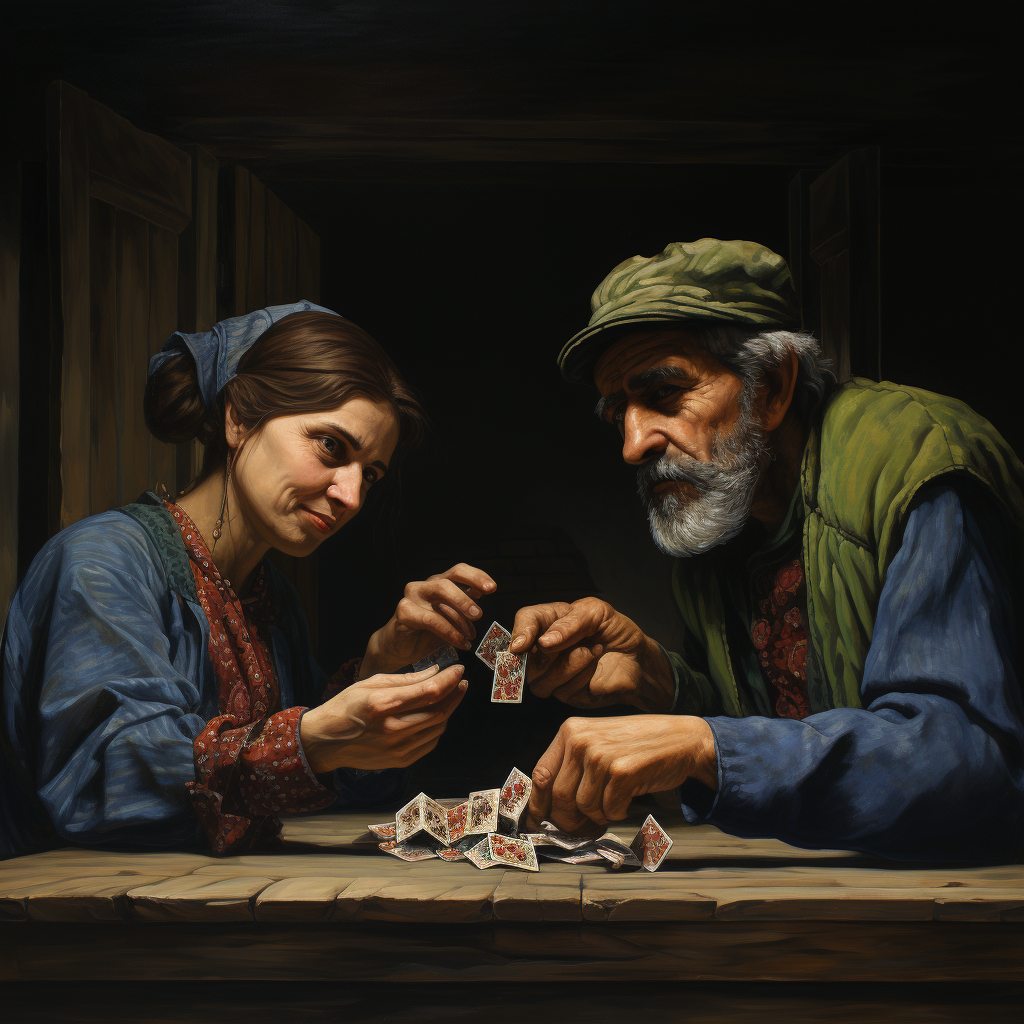 Four people playing card game