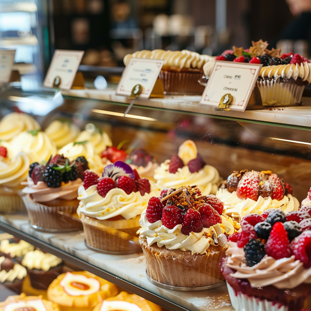 card labels baked goods cafe display