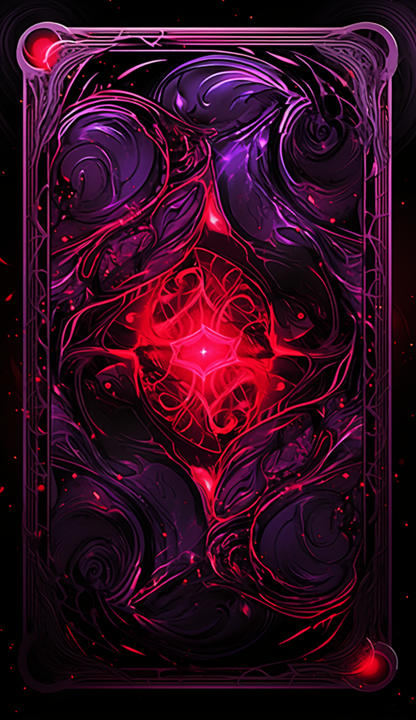 Card deck with vivid red and purple colors