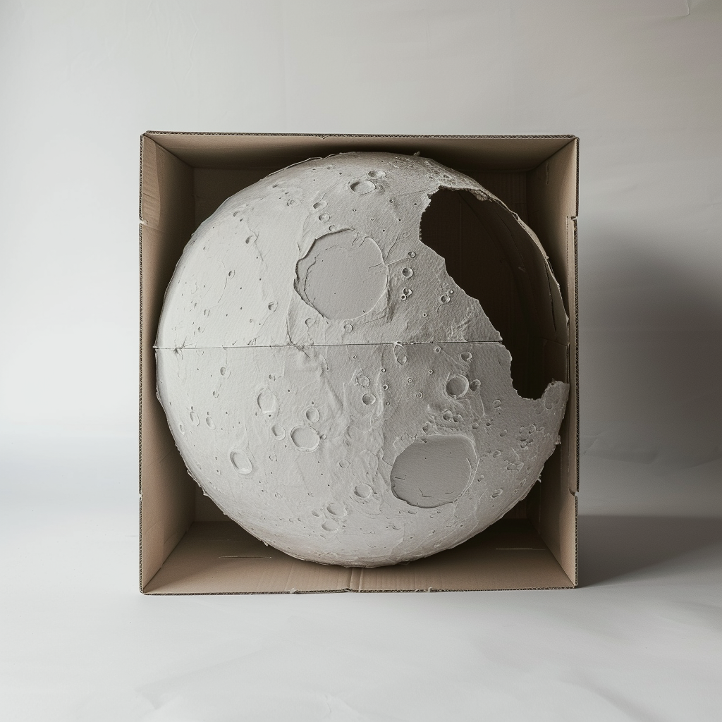 Simple Cardboard Doll Moon Base in White Studio