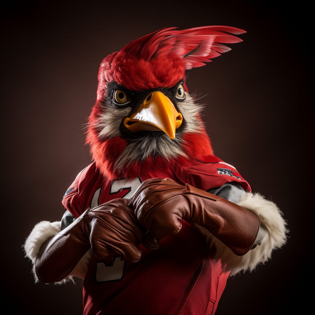 Anthropomorphic Northern Cardinal in Arizona Cardinals uniform