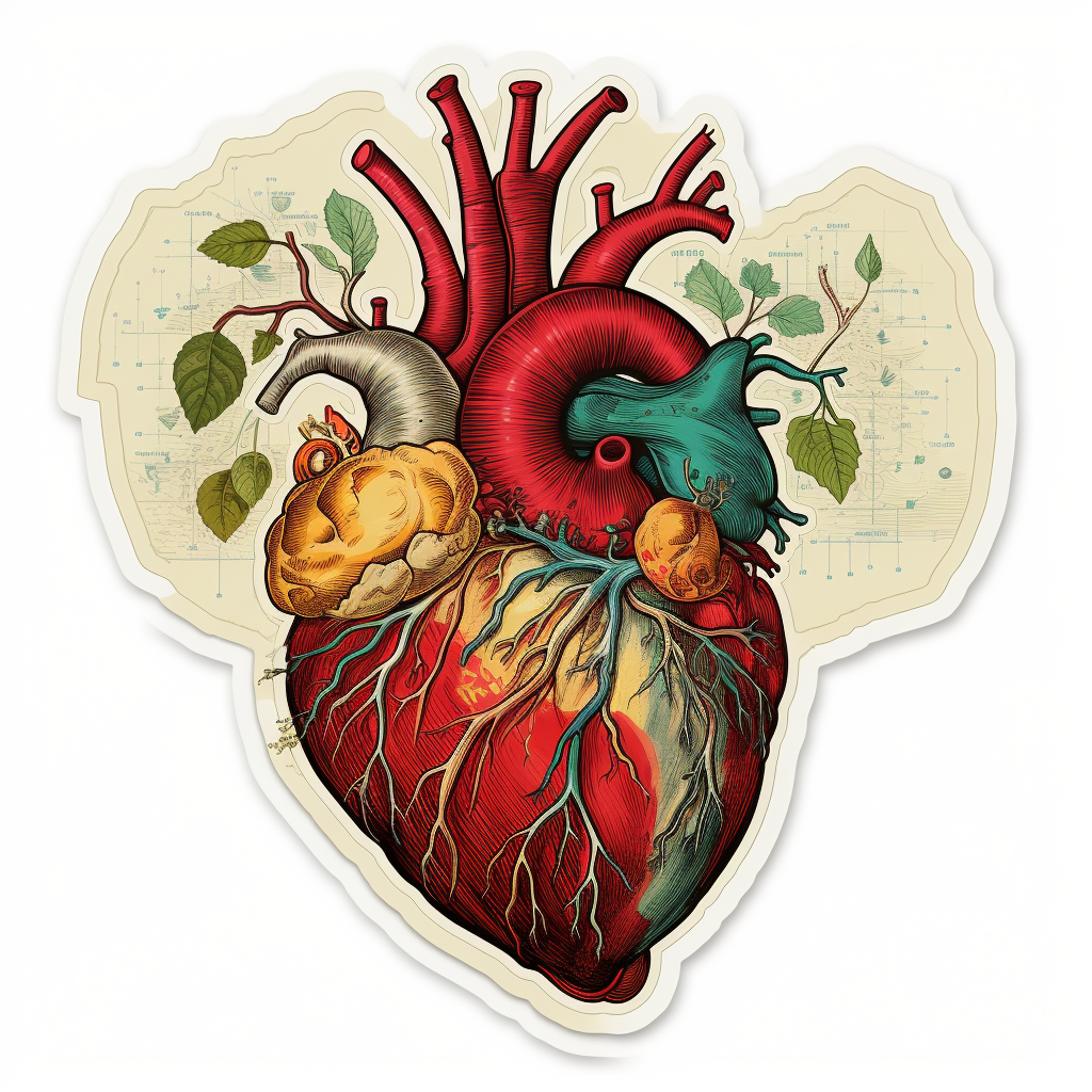 Cardiology sticker showcasing heart health symbols