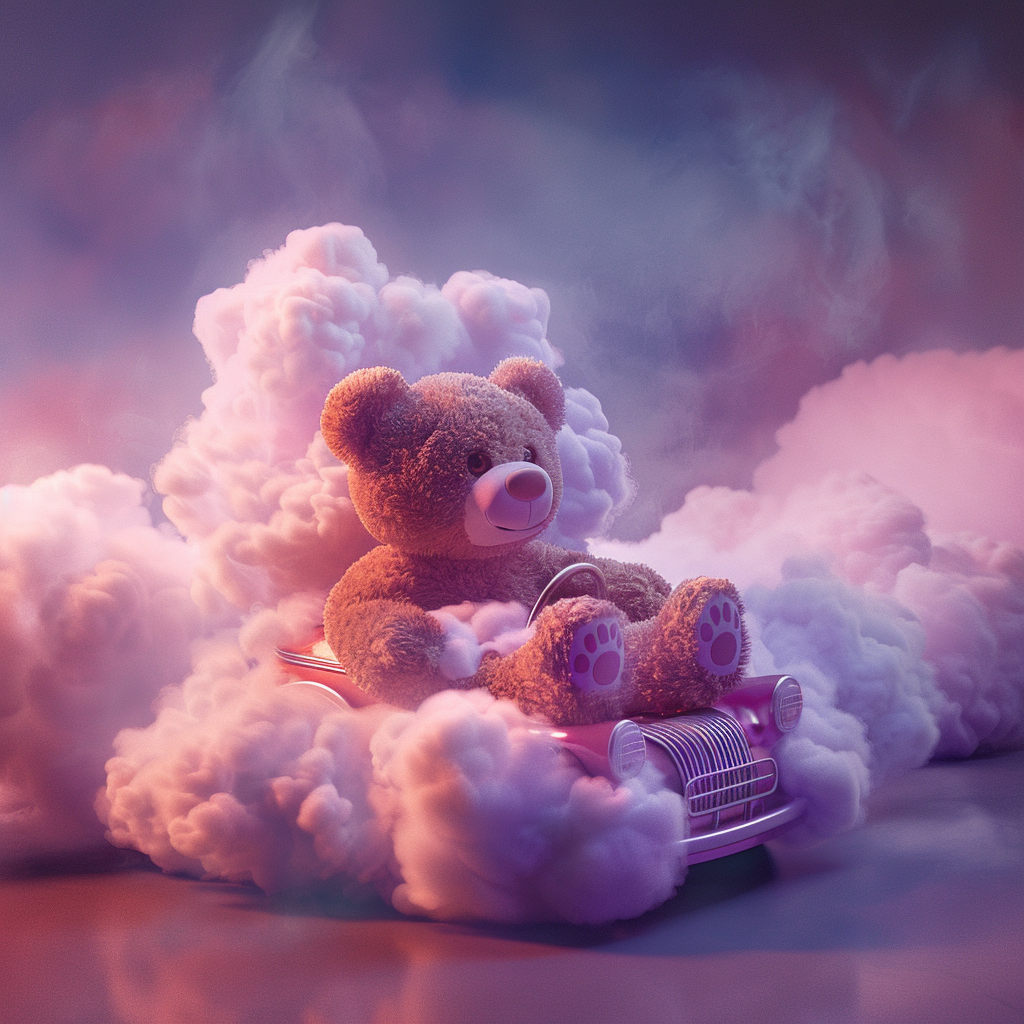 Care Bear driving cloud car