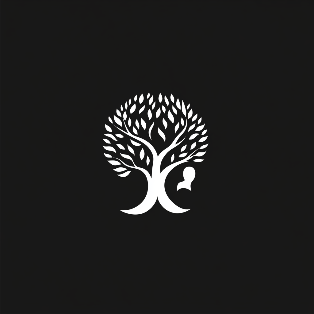 Abstract Caregivers Logo Monochrome Tree