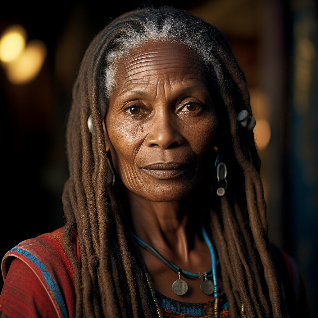 Beautiful Caribbean Woman with Salt & Pepper Hair