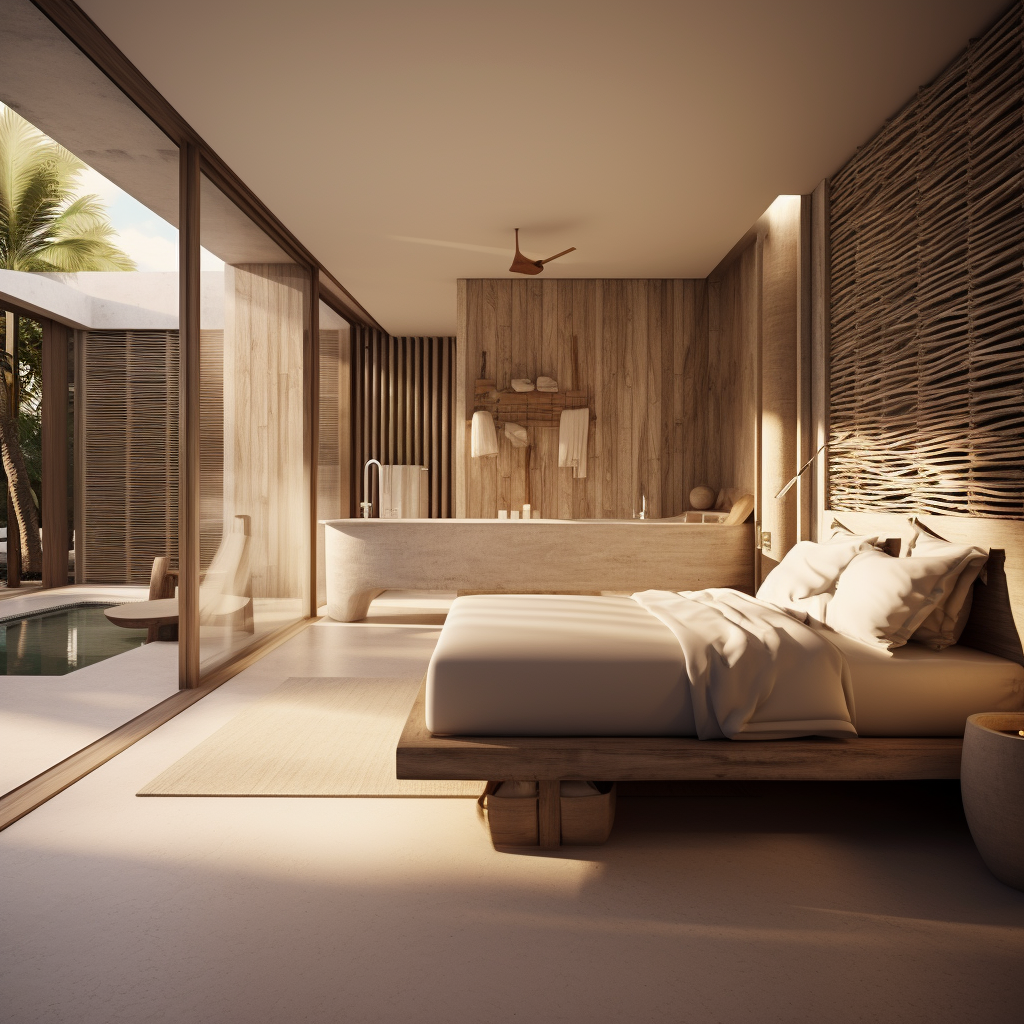 Minimal Caribbean hotel room design