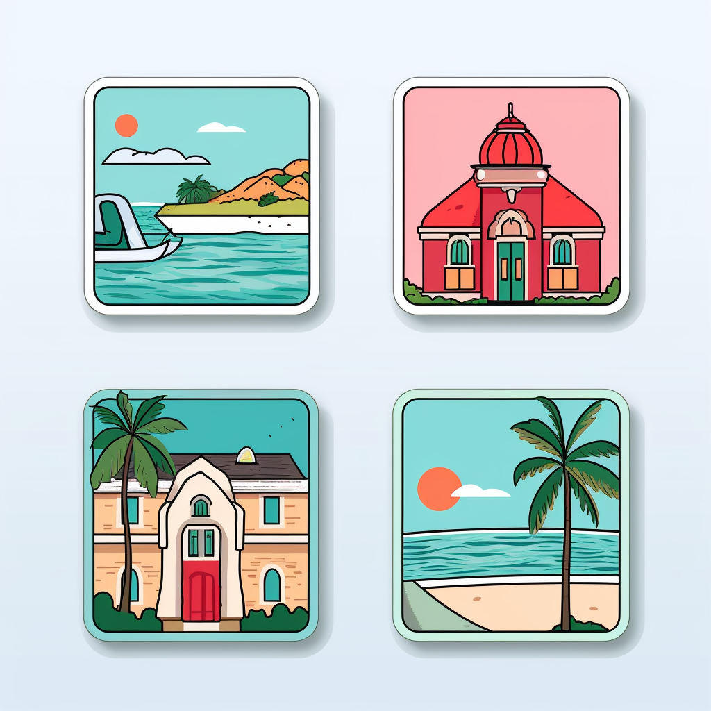 Caribbean Landmarks Sticker Collection