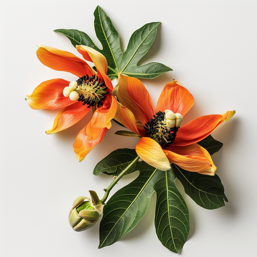 Carica Papaya Flower on White Background