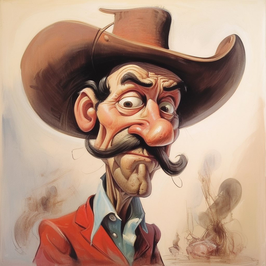 Amusing caricature of a cowboy