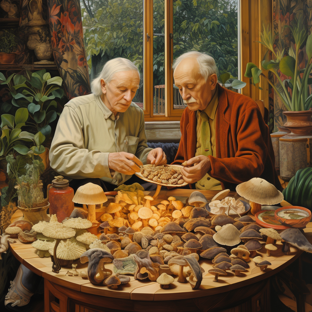 Carl Jung and client preparing mushrooms