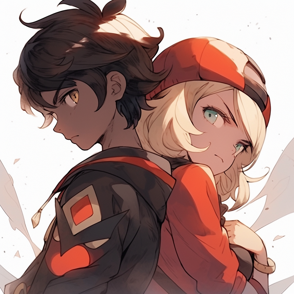 Illustration of Carmine and Rika from Pokemon