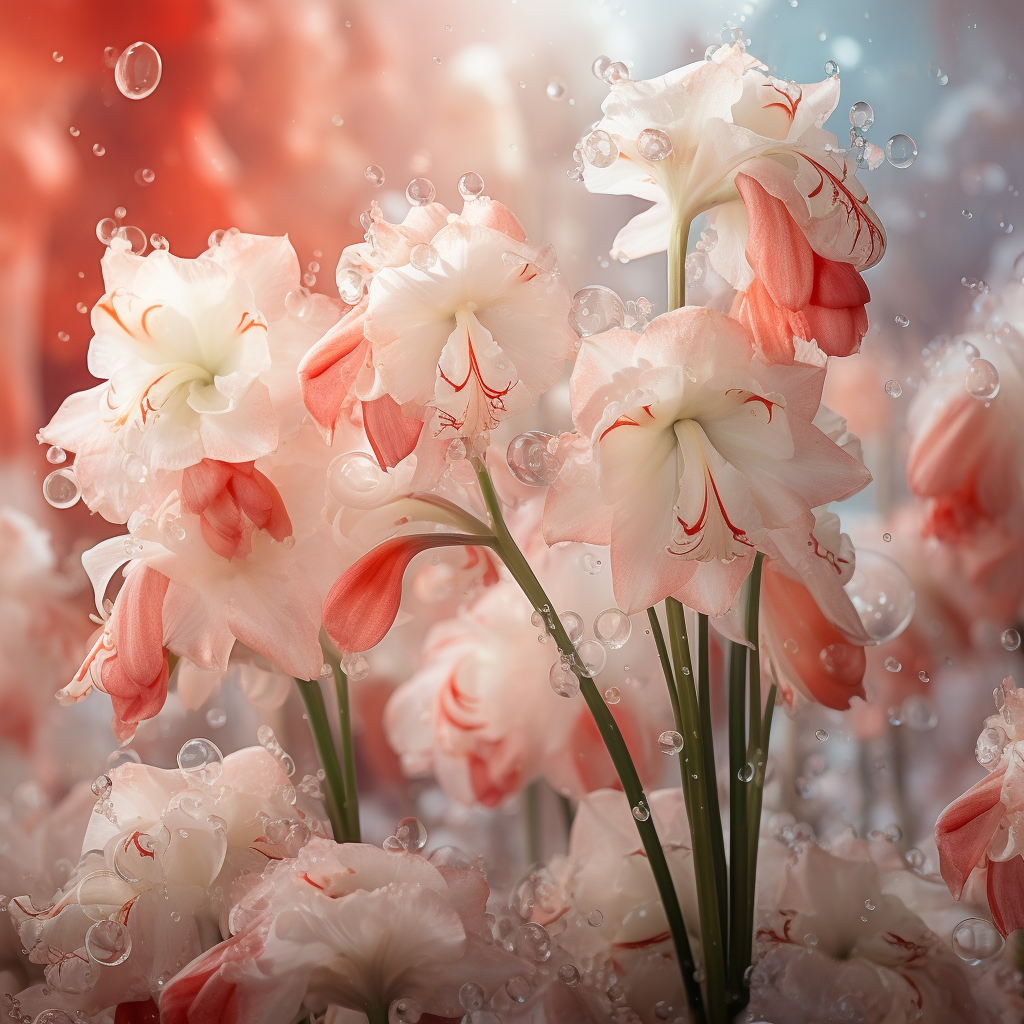 Colorful carnations and delicate snowdrops in bloom