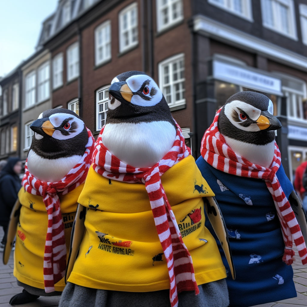 Cute Penguins at Carnaval with Scarfs